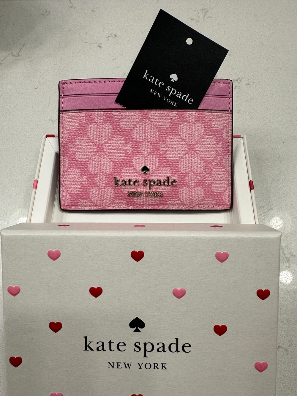 kate spade Pink Heart Jacquard Card Case